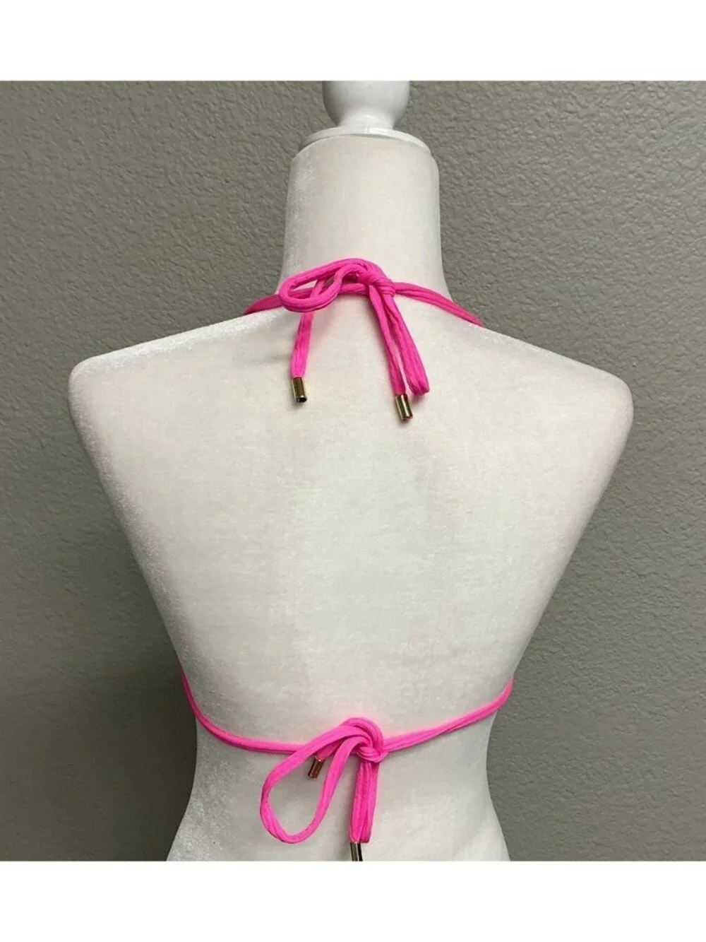 Monday Swimwear Pink Ribbed Barbados Triangle Bikini Swim Top Size Medium